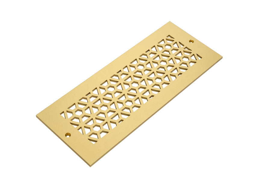 Mosaic Solid Brushed Brass Lacquered Grille on white background