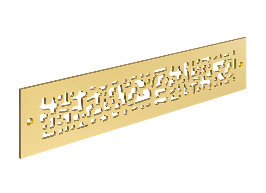 Seafoam Solid Brushed Brass Lacquered Toe Kick Vent Cover on white background