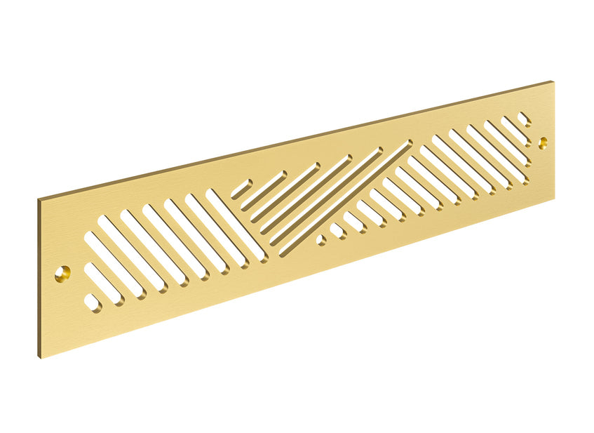 Shoreline Solid Brushed Brass Lacquered Toe Kick Vent Cover on white background